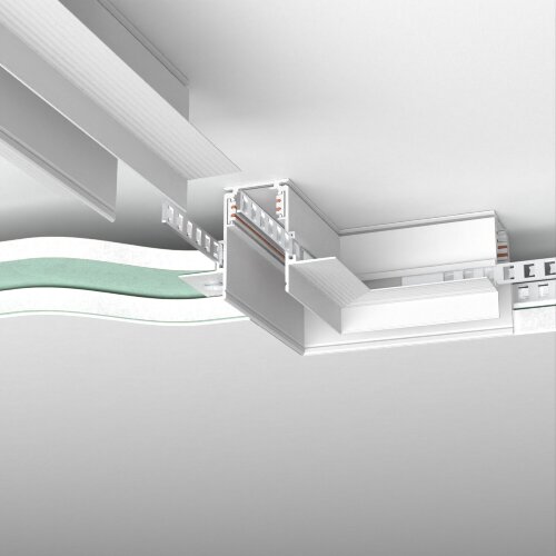 Slim Magnetic Коннектор угловой для встраиваемого шинопровода под ГКЛ 9,5мм белый - фото 1