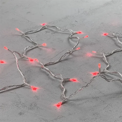 Гирлянда Нить 10м Красная 24В, 100 LED, Провод Прозрачный ПВХ, IP54. Фото 3.