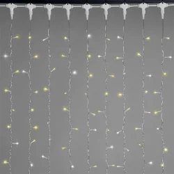 Гирлянда Занавес 1 x 6 м Золотой с Мерцанием Белого Диода, 600 LED, Провод Прозрачный ПВХ, IP54