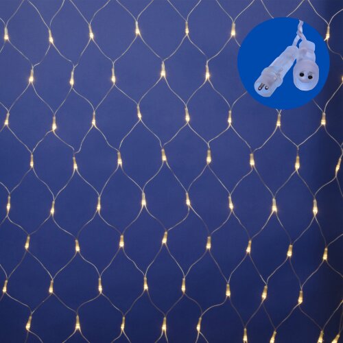 ULD-N1515-96-TTK WARM WHITE IP44 Сетка светодиодная с эффектом мерцания, 1.5х1.5м, Соединяемая, 96 светодиодов, Теплый белый свет, Провод прозрачный, TM Uniel - фото 1