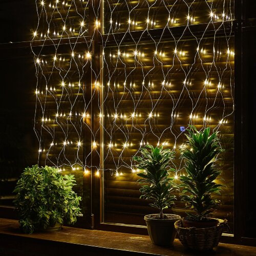 ULD-N1515-96-TTK WARM WHITE IP44 Сетка светодиодная с эффектом мерцания, 1.5х1.5м, Соединяемая, 96 светодиодов, Теплый белый свет, Провод прозрачный, TM Uniel - фото 8