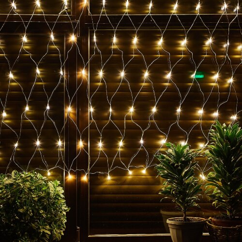 ULD-N1515-96-TTK WARM WHITE IP44 Сетка светодиодная с эффектом мерцания, 1.5х1.5м, Соединяемая, 96 светодиодов, Теплый белый свет, Провод прозрачный, TM Uniel - фото 9