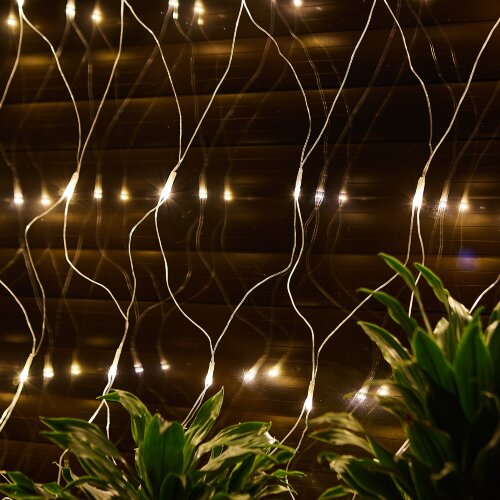 ULD-N1515-96-TTK WARM WHITE IP44 Сетка светодиодная с эффектом мерцания, 1.5х1.5м, Соединяемая, 96 светодиодов, Теплый белый свет, Провод прозрачный, TM Uniel - фото 10