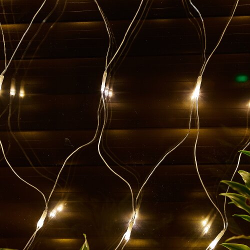 ULD-N1515-96-TTK WARM WHITE IP44 Сетка светодиодная с эффектом мерцания, 1.5х1.5м, Соединяемая, 96 светодиодов, Теплый белый свет, Провод прозрачный, TM Uniel - фото 11