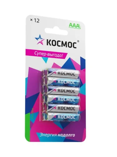 Элемент питания алкалиновый AAA/LR03 BP-12 (блист.12шт) КОСМОС KOCLR03BL12 - фото