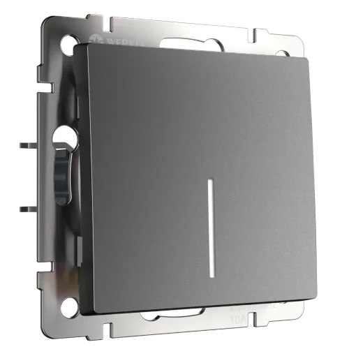 Выключатель одноклавишный проходной с подсветкой (графит матовый) W1112164 - фото