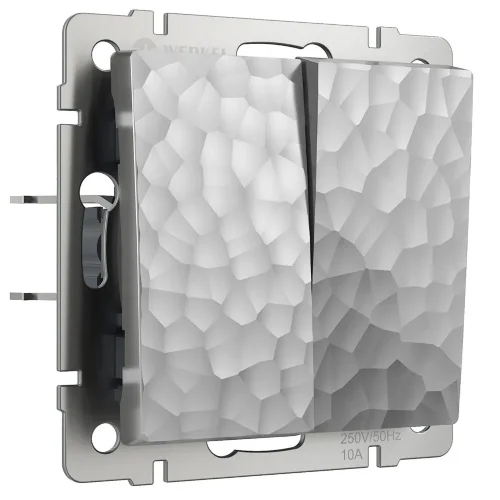 Выключатель двухклавишный проходной (Hammaer серебряный) W1222006 - фото