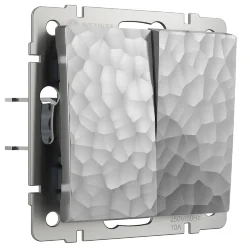 Выключатель двухклавишный проходной (Hammaer серебряный) W1222006