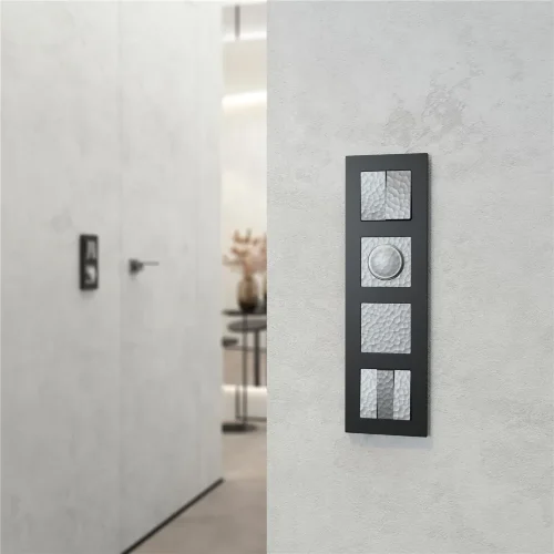 Выключатель двухклавишный проходной (Hammaer серебряный) W1222006 - фото 4