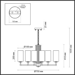 Люстра «ODEON LIGHT» 4990/8, серия: KASALI (крепление на планке)