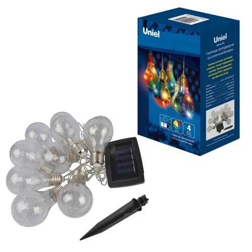 USL-S-126-PT4000 BULBS Садовая гирлянда на солнечной батарее Лампочки, 40 светодиодов, Разноцветный свет, 1xАA Ni-Mh аккумулятор в-к, IP44, TM Uniel - фото 12