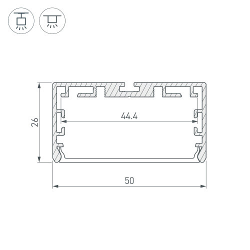 Профиль PLS-LOCK-W50-SMT-2000 ANOD (Arlight, Алюминий) 033772 - фото 3