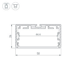 Профиль PLS-LOCK-W50-SMT-2000 ANOD (Arlight, Алюминий) 033772