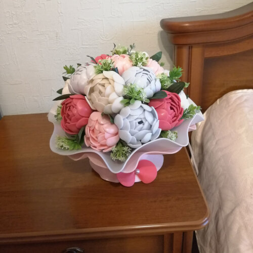 ULW-R07 T-3000K-150F-A Букет Аромат нежности Светильник светодиодный со сменной лампойв-к, E27, теплый белый свет 3000K, Плафон D150мм, матовый, Белое основание - фото 1