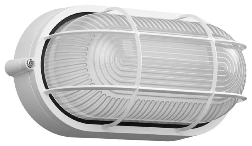 Светильник НПП 1402 60Вт E27 IP54 бел. овал с решеткой IEK LNPP0-1402-1-060-K01 - фото