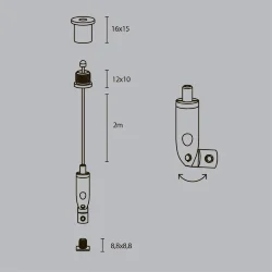 Комплект подвесов для радиусного профиля 2м. (Серебро)