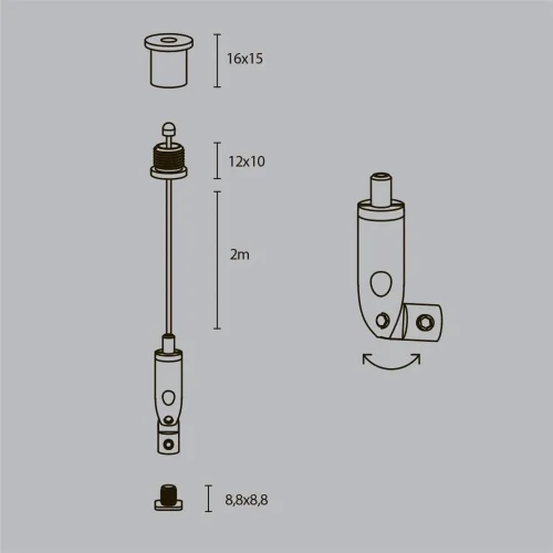Комплект подвесов для радиусного профиля 2м. (Серебро) - фото 2