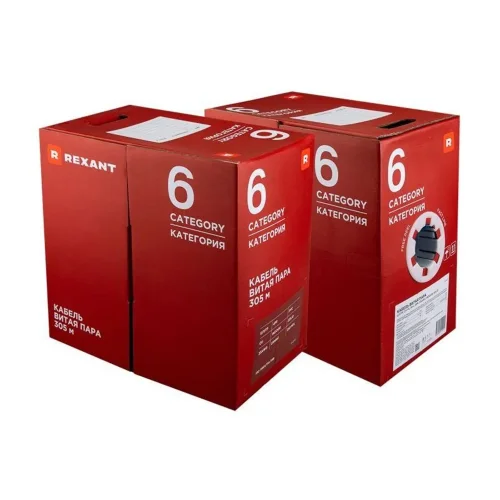 Кабель витая пара U/UTP кат.6 4х2х23AWG solid CU PVC син. (м) Rexant 01-0047 - фото 6