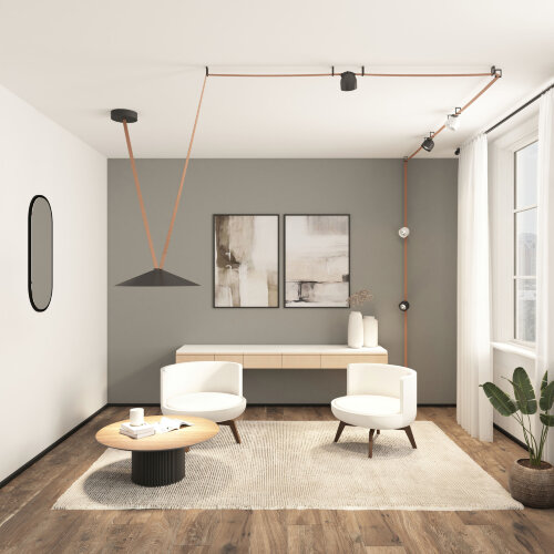 DK5668-BK Cветильник для трека-ремня Belty Smart, серия Flow, со светодиодом, D600*H122мм, 48V DC, 24W, RA90, 120°, 2700-6500K, IP20, черный, алюминий. Фото 5