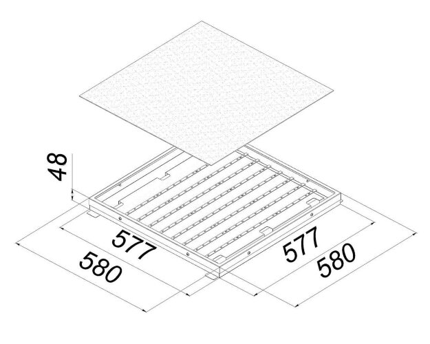 Универсальный офисный светодиодный светильник Грильято 80 Вт IP54 580x580x48 мм 3000К Опал - фото 2