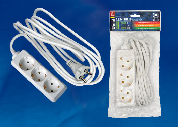 S-GCD3-3 Удлинитель Uniel серии Стандарт, с/з, 3 гн., шнур 3 м - фото