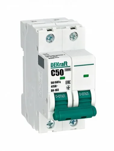 Выключатель автоматический модульный 2п C 50А 6кА ВА-103 DEKraft 12294DEK - фото