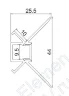 Алюминиевый профиль встраиваемый в гипсокартон 345 (2500*44*25,5мм с рассеивателем, внутренний угол) - фото 2.
