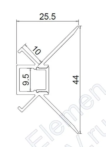 Алюминиевый профиль встраиваемый в гипсокартон 345 (2500*44*25,5мм с рассеивателем, внутренний угол) - фото 2.