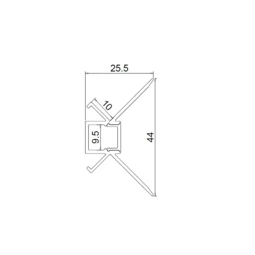 Алюминиевый профиль встраиваемый в гипсокартон 345 (2500*44*25,5мм с рассеивателем, внутренний угол) - фото II