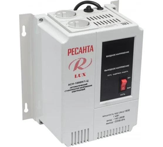 Стабилизатор напряжения АСН-1000 Н/1-Ц Lux 1ф 1кВт IP20 настен. релейный с двумя розетками Ресанта 63/6/14 - фото 2