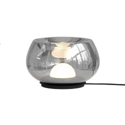 Настольная лампа FLOA, 8 Вт, 3000К, ?220 мм, металл, стекло, черный, дымчатый серый, Denkirs DK6747-BK+SM