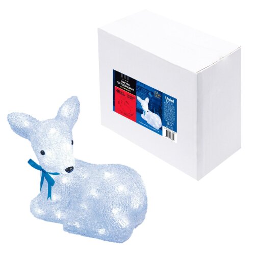 ULD-M2926-040-STA WHITE IP20 LYING FAWN-1 Фигура светодиодная Лежащий оленёнок-1, 32x27см, 40 светодиодов, Белый свет. Провод прозрачный. TM Uniel - фото 7