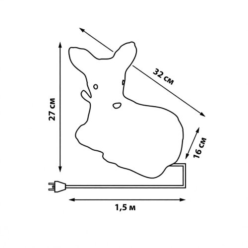 ULD-M2926-040-STA WHITE IP20 LYING FAWN-1 Фигура светодиодная Лежащий оленёнок-1, 32x27см, 40 светодиодов, Белый свет. Провод прозрачный. TM Uniel - фото 8