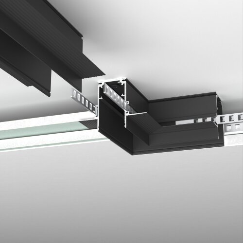 Slim Magnetic Коннектор угловой для встраиваемого шинопровода под ГКЛ 9,5мм черный - фото 1