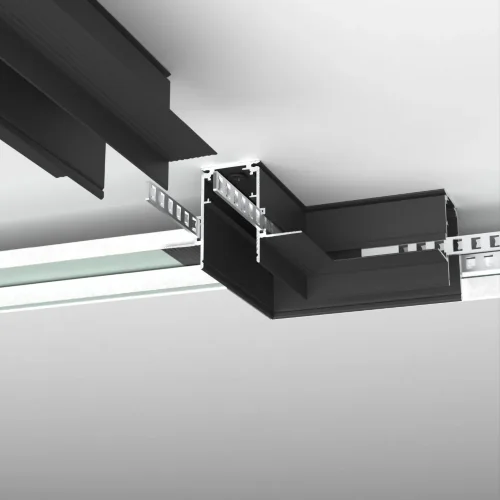 Slim Magnetic Коннектор угловой для встраиваемого шинопровода под ГКЛ 9,5мм черный 85214/00 85214/00 - фото