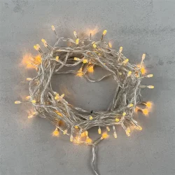 Гирлянда Нить 10м Желтая 24В, 100 LED, Провод Прозрачный ПВХ, IP54