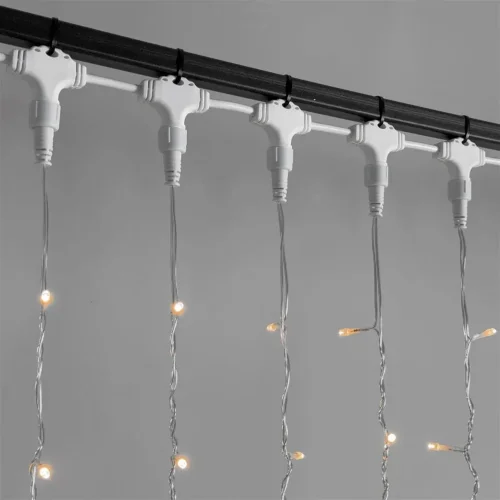 Гирлянда Занавес 2 x 2 м Экстра Тепло-Белый 220В, 400 LED, Провод Прозрачный ПВХ, IP54. Фото 2.