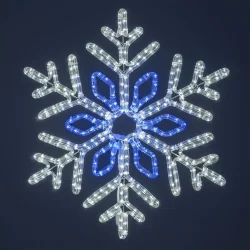 Светодиодная Снежинка &amp;#171;Кристалл&amp;#187; Ø0,7м Бело-синяя, Дюралайт на Металлическом Каркасе, IP65