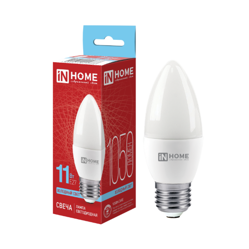Лампа светодиодная LED-СВЕЧА-VC 11Вт 230В Е14 6500К 1050Лм IN HOME - Фото