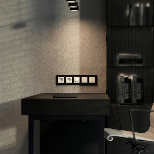 Рамка из поликарбоната на 5 постов Slab черный софт W0052908 - фото 2