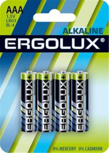 Элемент питания алкалиновый AAA/LR03 1.5В Alkaline BL-4 (блист.4шт) Ergolux 11744 - фото