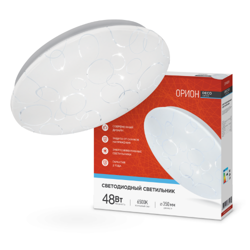 Светильник светодиодный серии DECO ОРИОН 48Вт 230В 6500К 4320Лм 380х55мм IN HOME - Фото