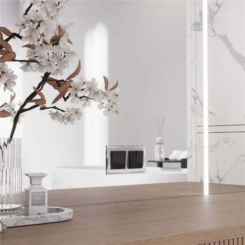 Перекрестный выключатель двухклавишный (черный акрил) W1123048 - фото 2