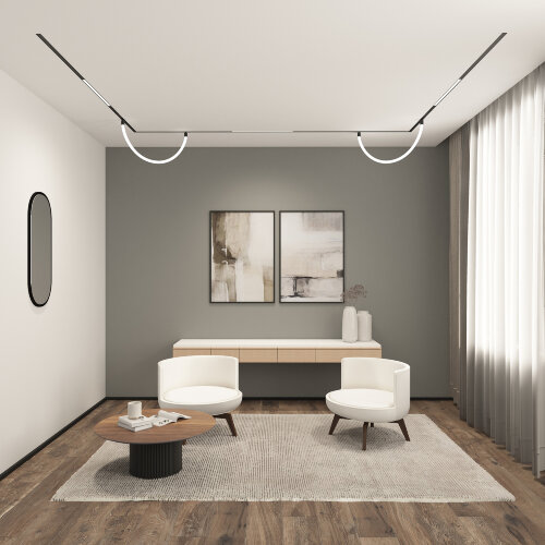 DK8060-BK Гибкий рассеивающий матовый светильник SMART RAY 18W DIM 3000K-6000K, длина плафона 1.5м, черный. Фото 8