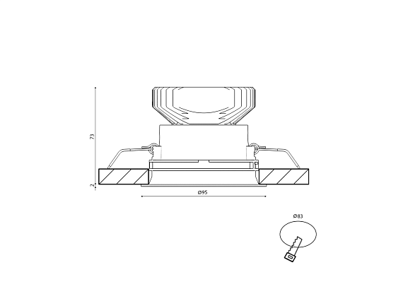 Корпус светильника потолочный встраиваемый, Черный, IP20, COMBO-44-BL. Фото 2