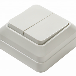 Выключатель двухклавишный BOLLETO белый накладной 7023 IN HOME