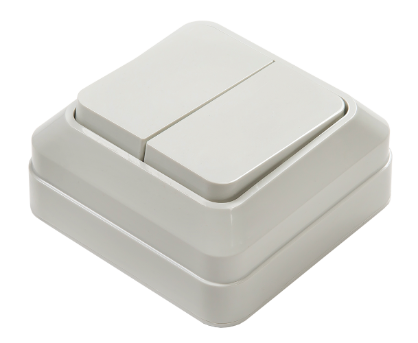 Выключатель двухклавишный BOLLETO белый накладной 7023 IN HOME - Фото