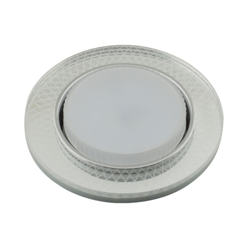 DLS-L156 GX53 GLASSY-CLEAR 3D Светильник декоративный встраиваемый, серия Luciole, Без лампы, цоколь GX53, Доп, светодиодная подсветка 4Вт, Металл-стекло, Зеркальный-Прозрачный, эффект 3D - фото 1