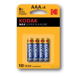 Элемент питания алкалиновый AAA/LR03 1.5В MAX SUPER Alkaline (блист.4шт) KODAK Б0005124