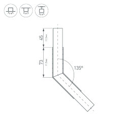 Угол PLS-LOCK-Н25-L135 (с экраном МАТ-L) (Arlight, Металл) 026136